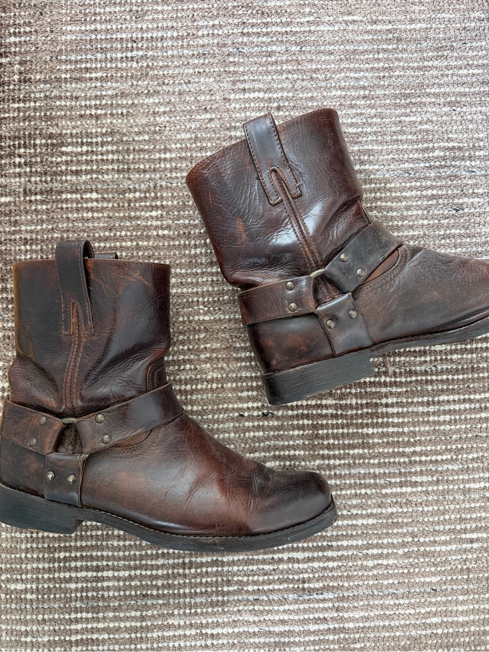 Frye Men's Dark Brown Leather Harness Boots